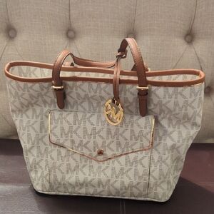 Michael Kors Brown and Cream Tote Bag